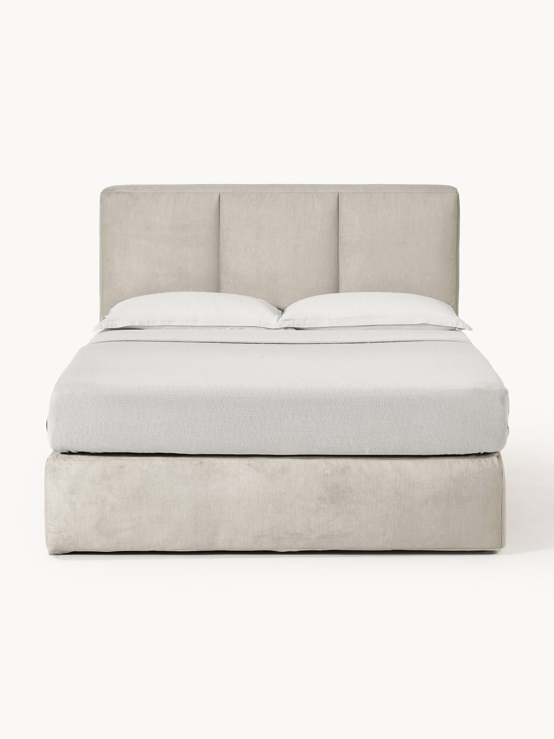 Oberon Box-Spring Bed — Light Grey
