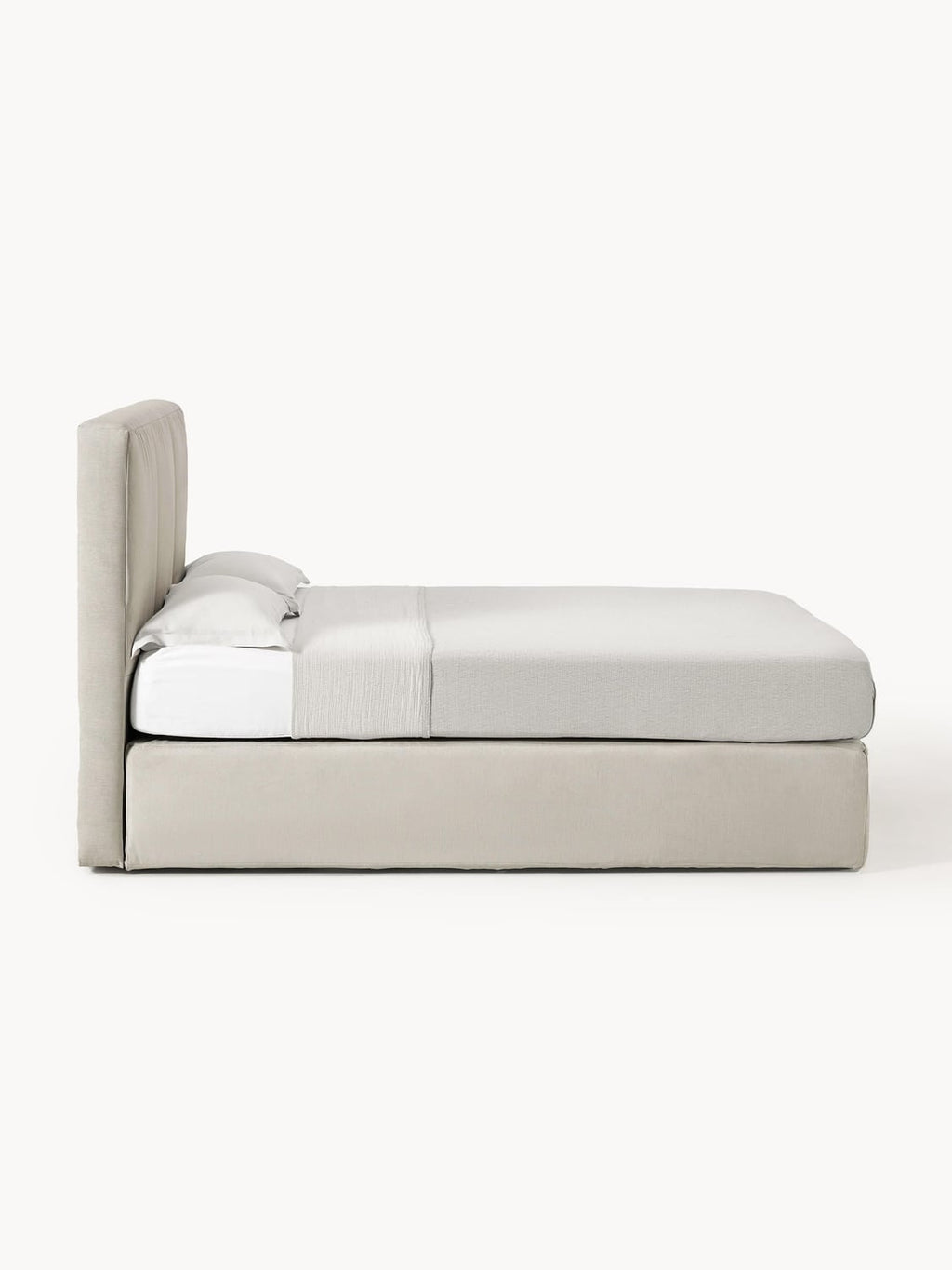 Oberon Box-Spring Bed — Light Grey