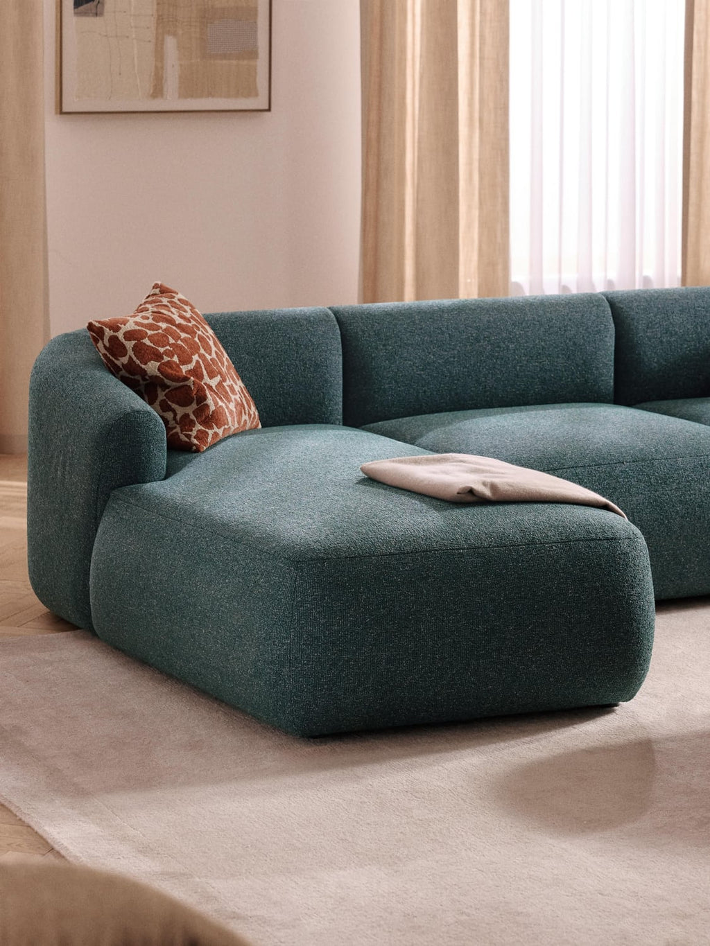 Sofia Bouclé-Chaise-Corner Module — Dark Grey