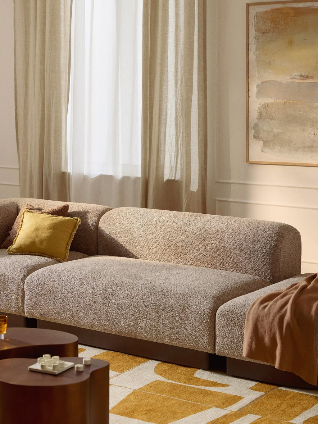 Natalie Sofa (2-seater) in Teddy Bouclé — Warm Grey