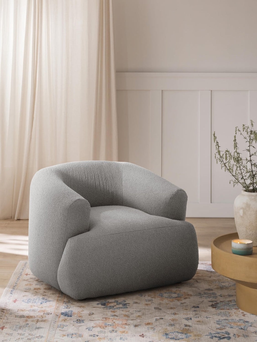 Sofia Bouclé Armchair — Stone Grey