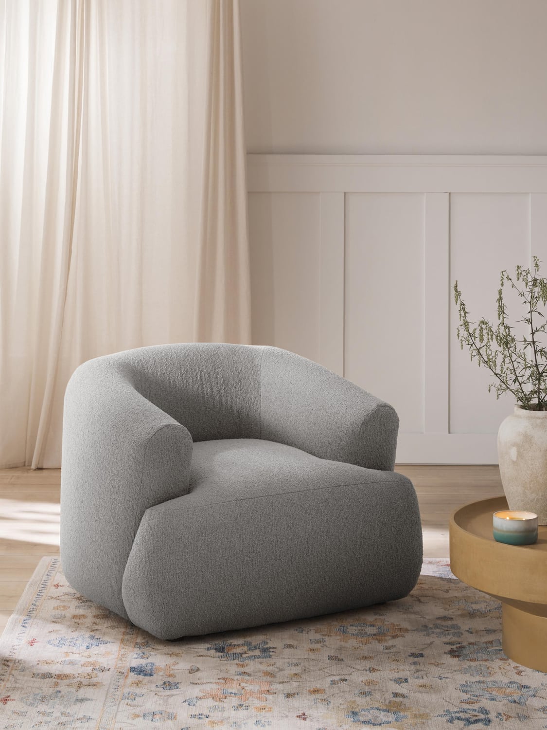 Sofia Bouclé Armchair — Stone Grey
