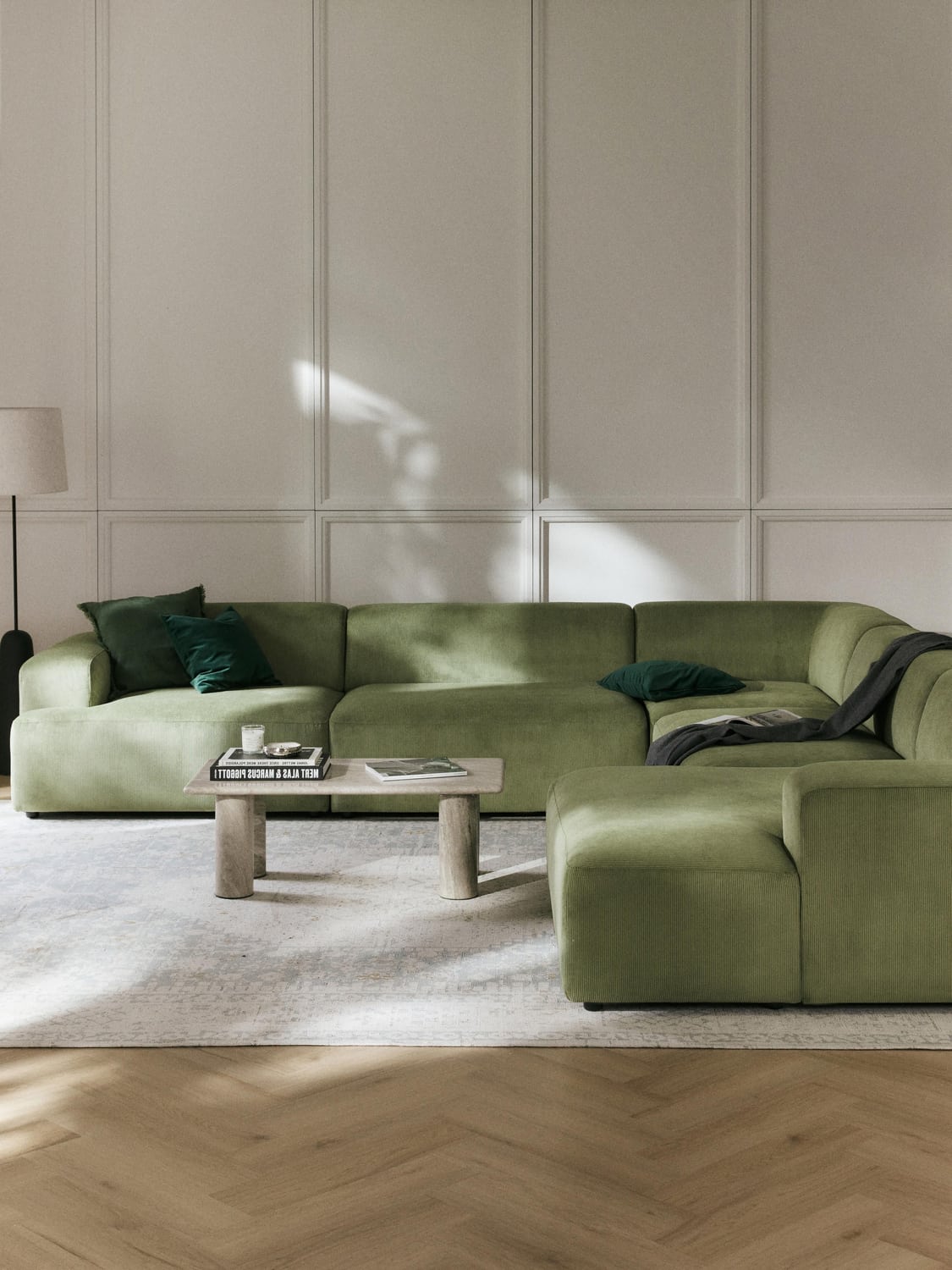 Melva XL Corduroy Corner Sofa — Taupe