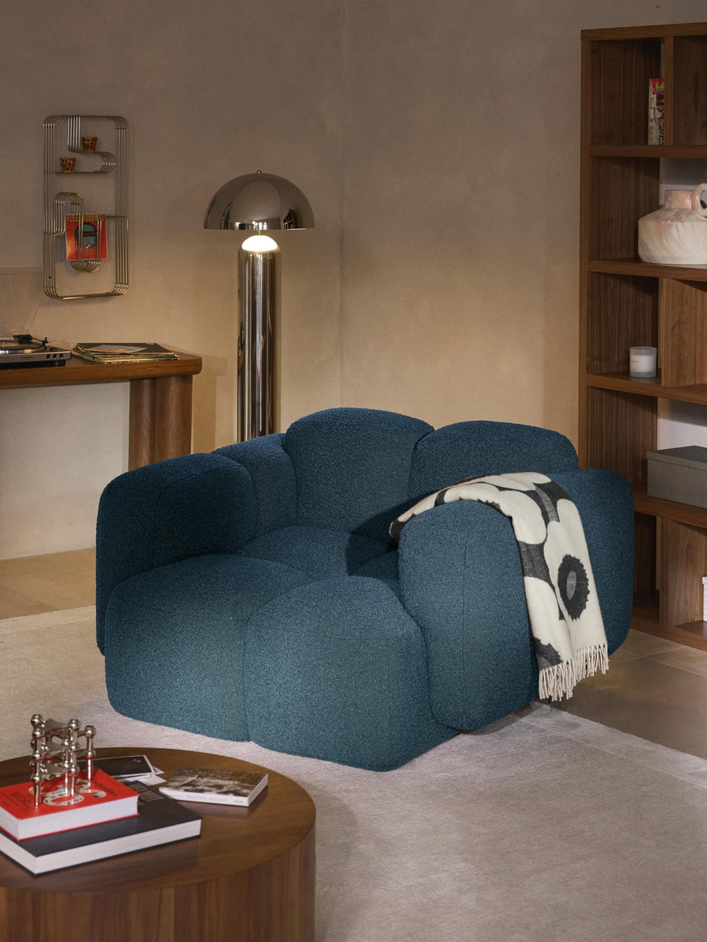 Tayla Lounge Chair in Bouclé — Dark Grey