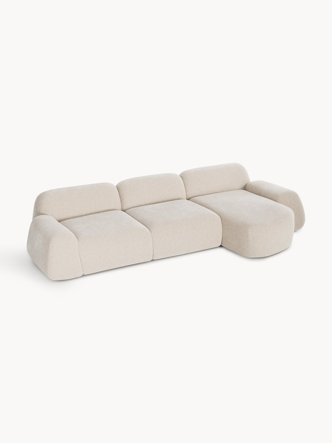 Wolke Modular Teddy-Corner Sofa (4-seater) — Light Grey