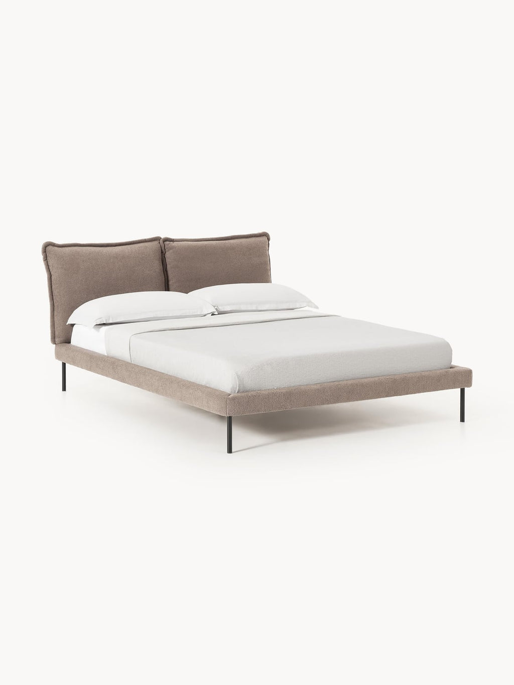 Amelia Teddy Bouclé Upholstered Bed — Oatmeal
