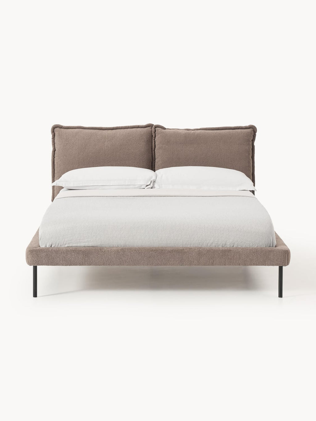 Amelia Teddy Bouclé Upholstered Bed — Oatmeal