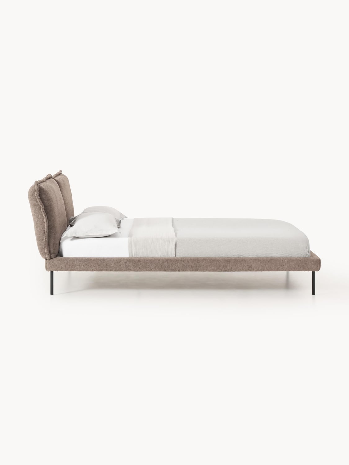 Amelia Teddy Bouclé Upholstered Bed — Oatmeal