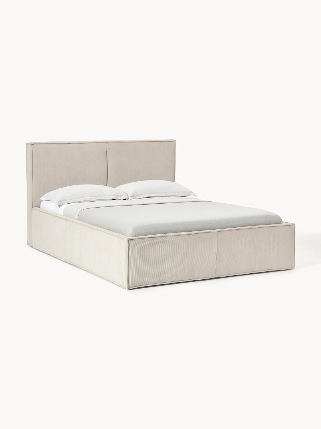 Dream Corduroy-Upholstered Bed — Light Grey