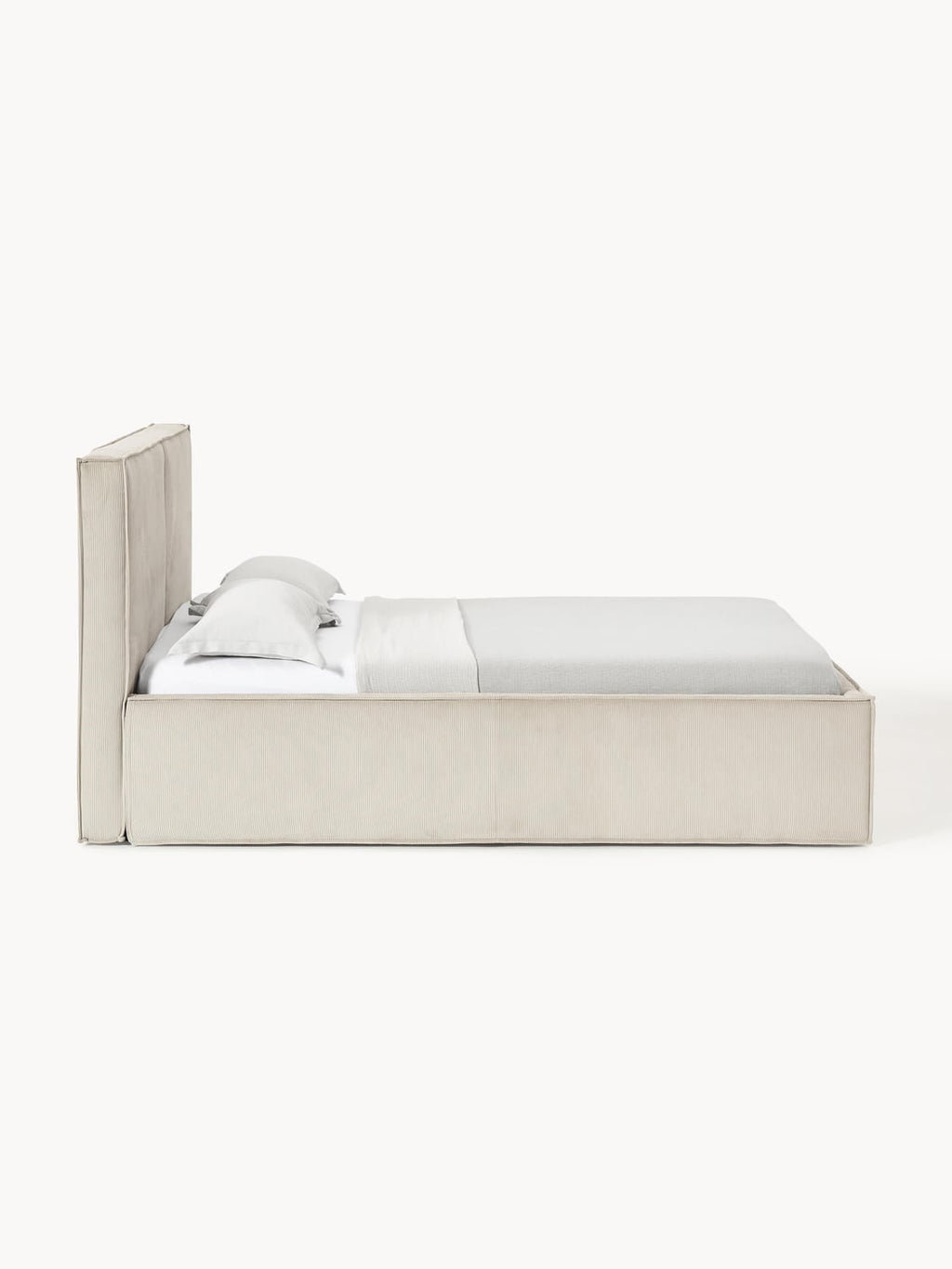 Dream Corduroy-Upholstered Bed — Light Grey