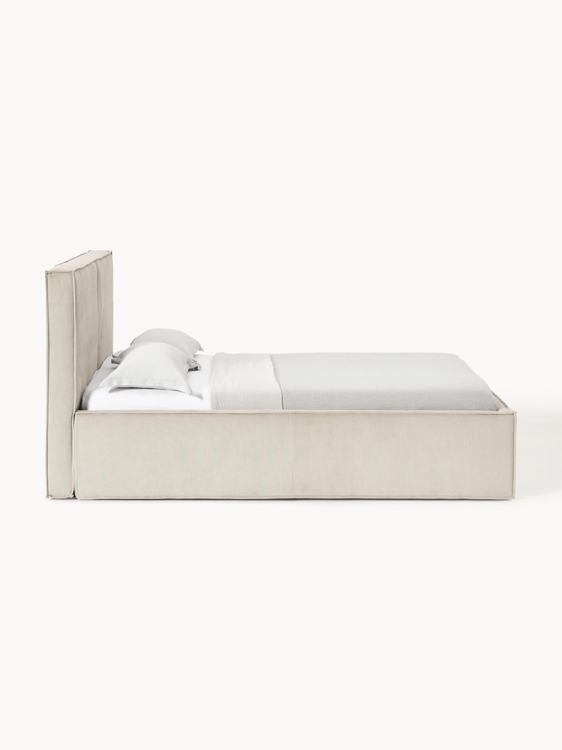 Dream Corduroy-Upholstered Bed — Light Grey