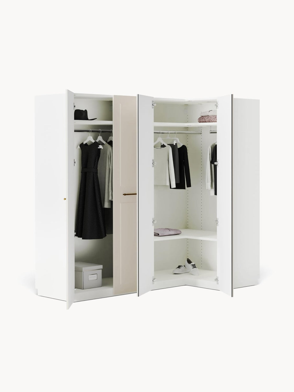 Charlotte Modular Corner Wardrobe, 215 cm Width, in various sizes — Light Grey