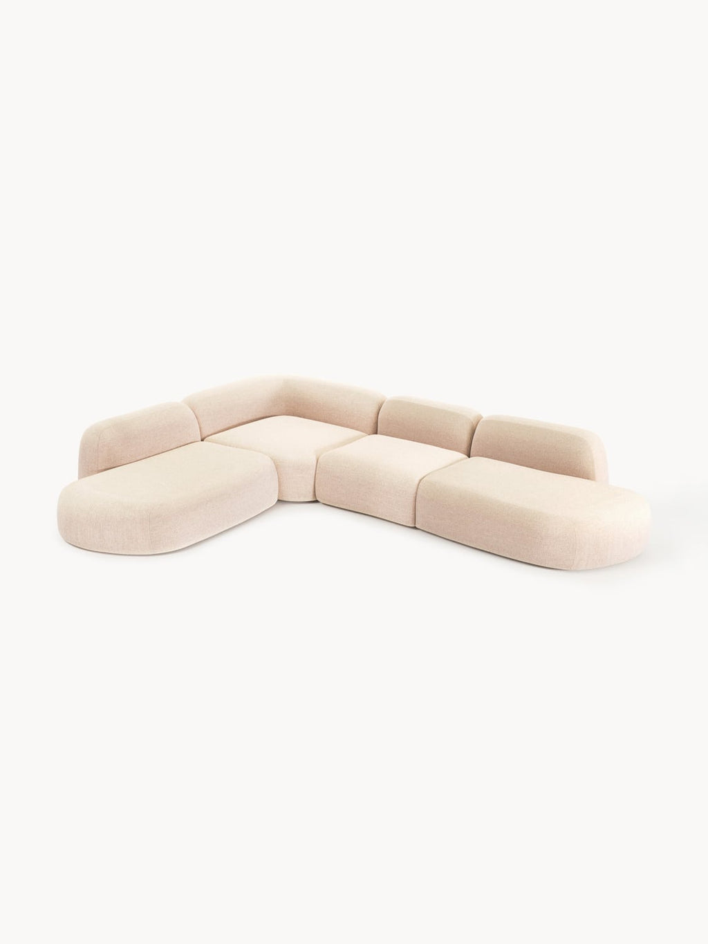 Wolke Modular Bouclé-XL Corner Sofa with Chaise Longue — Off-White