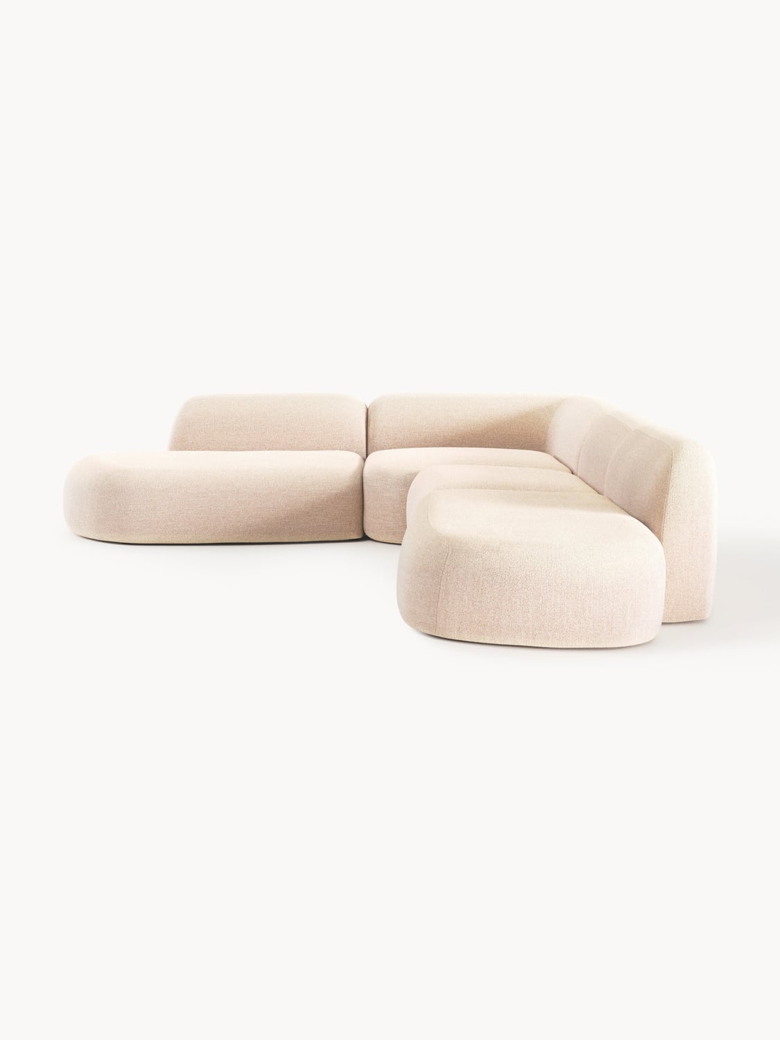 Wolke Modular Bouclé-XL Corner Sofa with Chaise Longue — Off-White