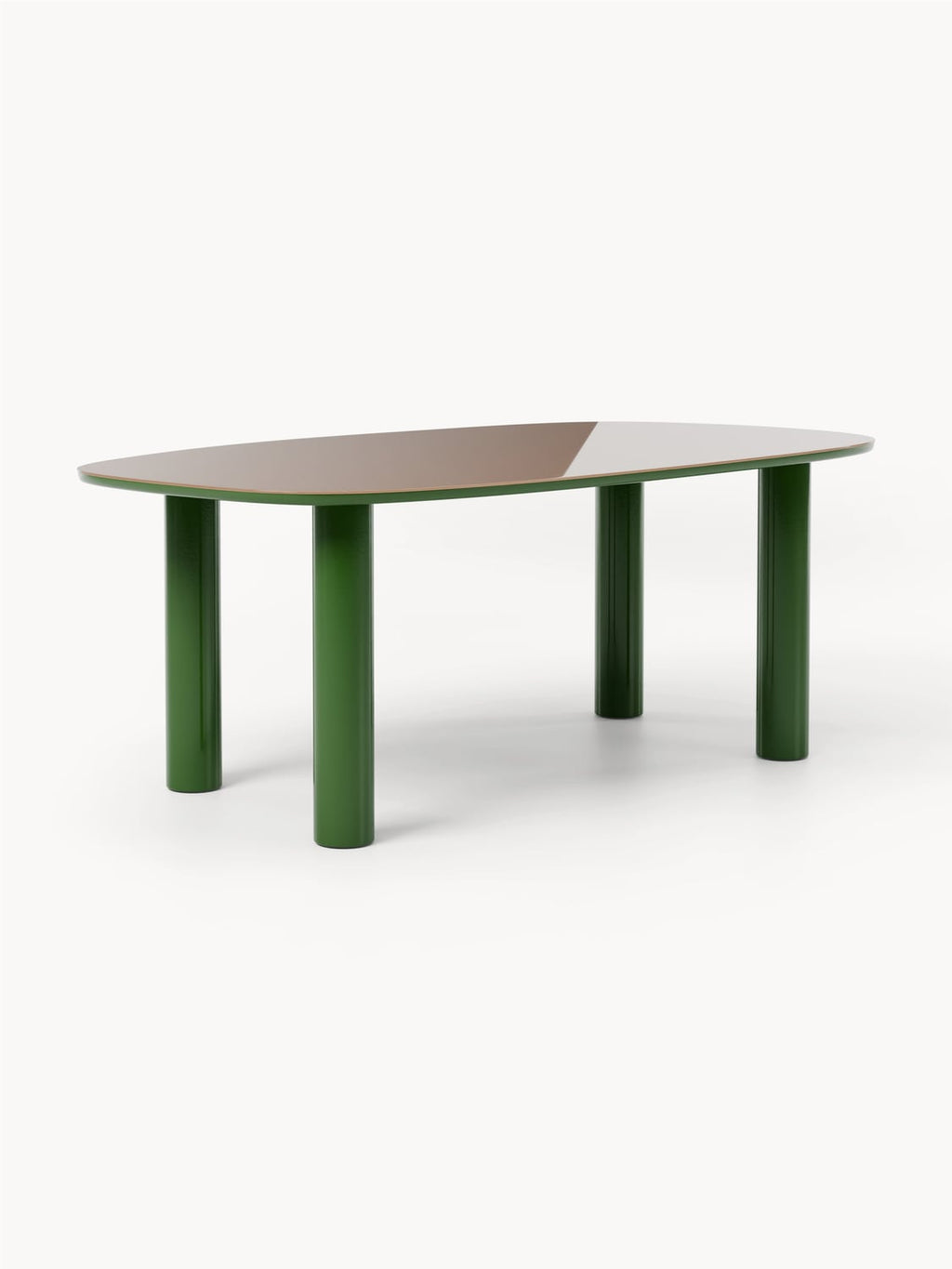 Beni Organic Dining Table with Glass Top, 200 x 110 cm — Sage