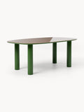 Beni Organic Dining Table with Glass Top, 200 x 110 cm — Sage