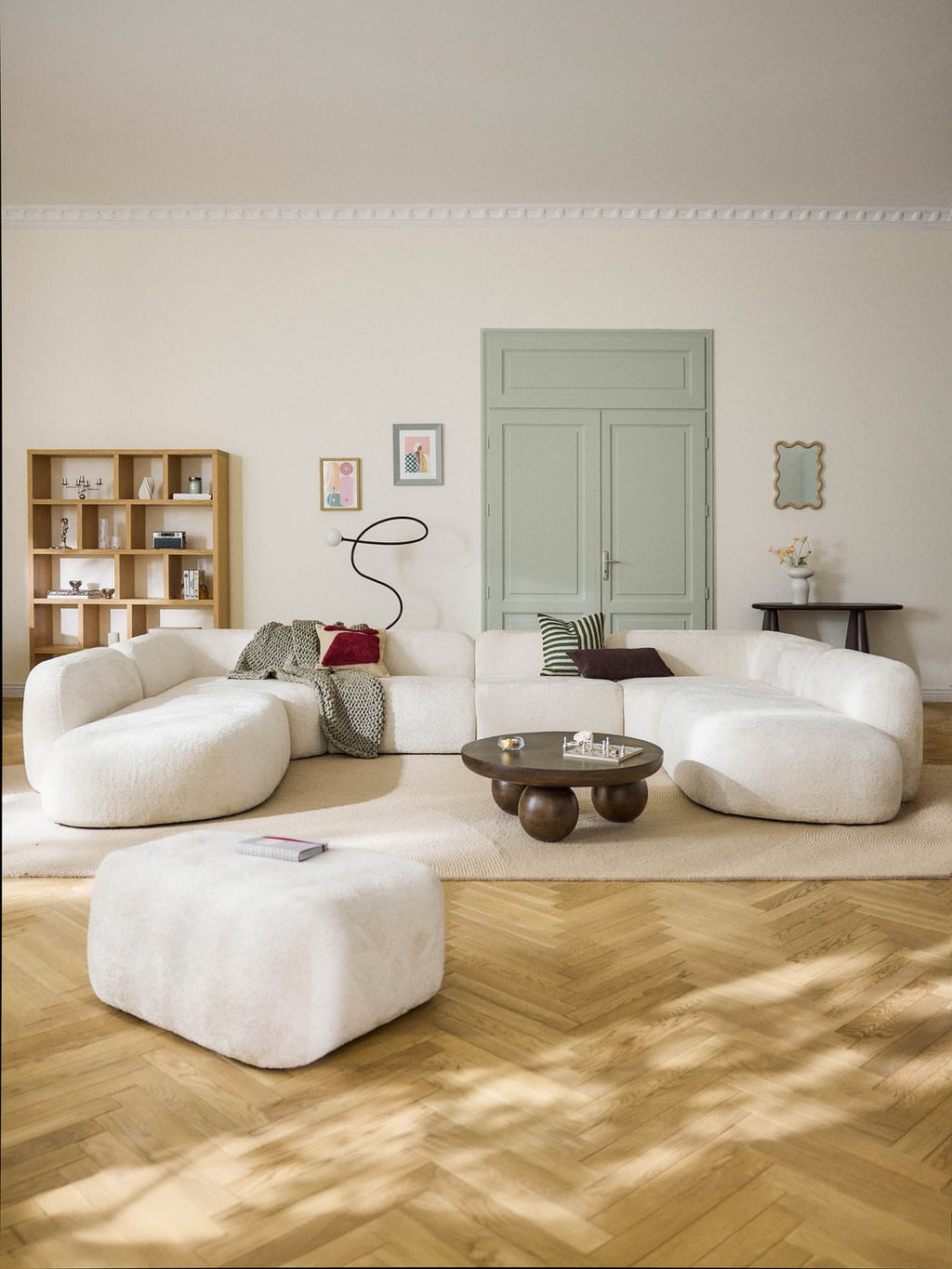 Wolke XL Modular Teddy Bouclé Sofa — Off-White