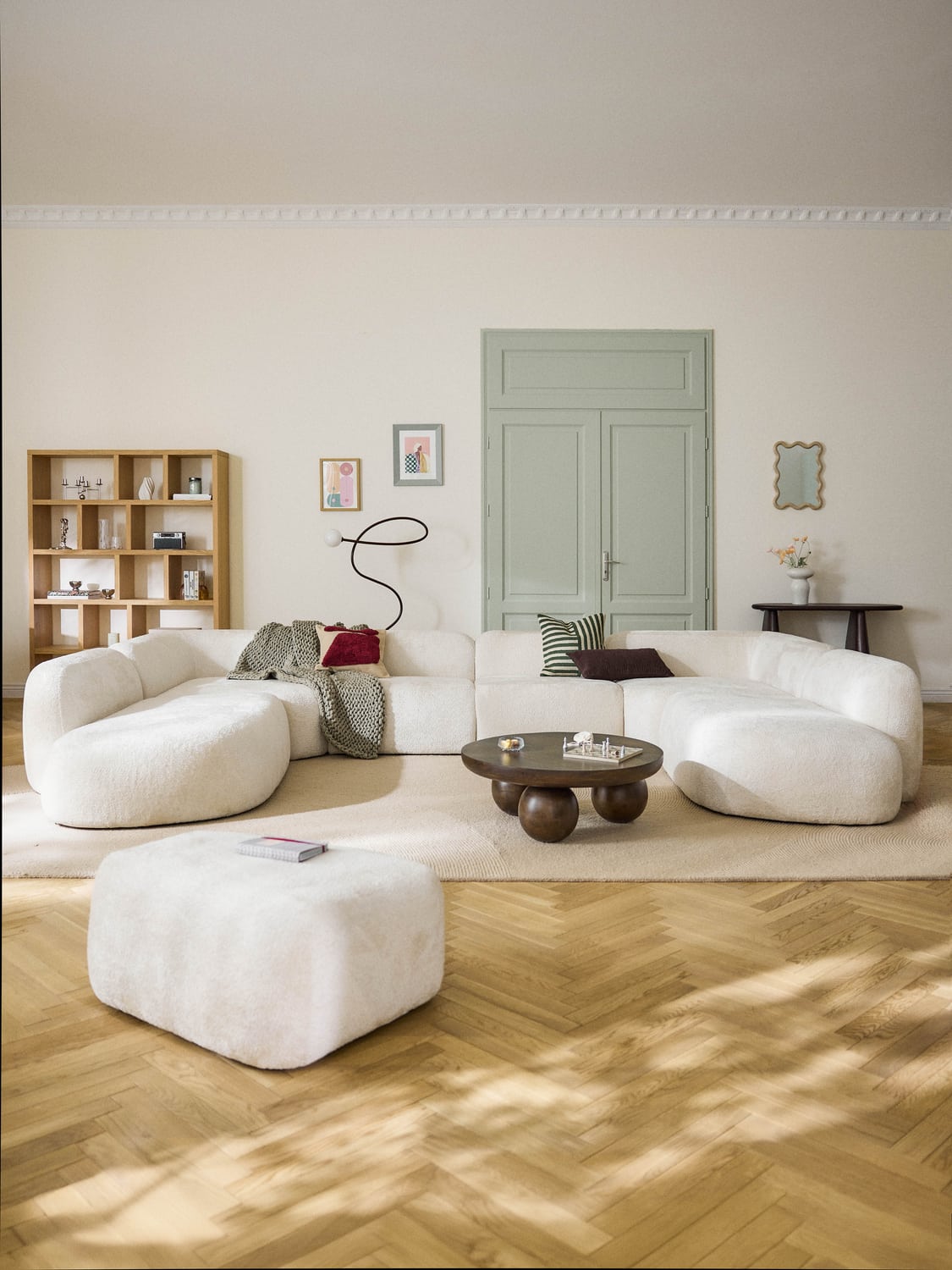 Wolke XL Modular Teddy Bouclé Sofa — Off-White