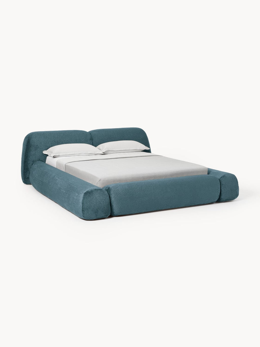 Wolke Upholstered Bed in Teddy Bouclé — Grey
