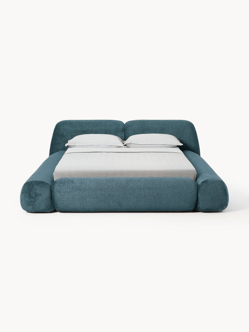 Wolke Upholstered Bed in Teddy Bouclé — Grey