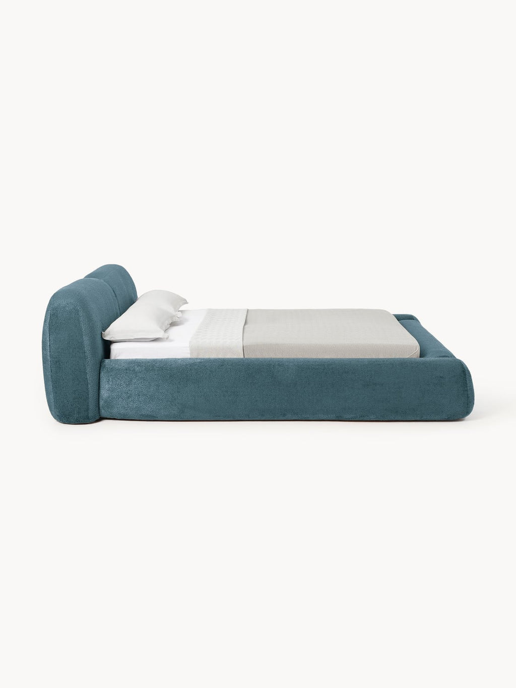 Wolke Upholstered Bed in Teddy Bouclé — Grey