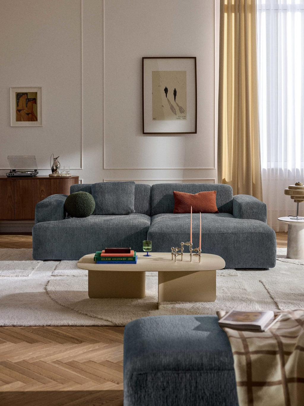 Melva Corner Sofa (3-seater) — Dark Grey