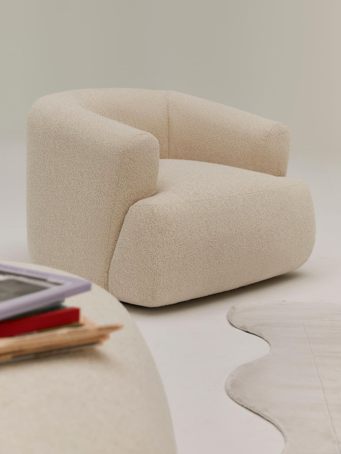 Sofia Bouclé Armchair — Blush