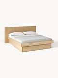 Sato Wooden Bed with Drawers and Headboard — Oatmeal