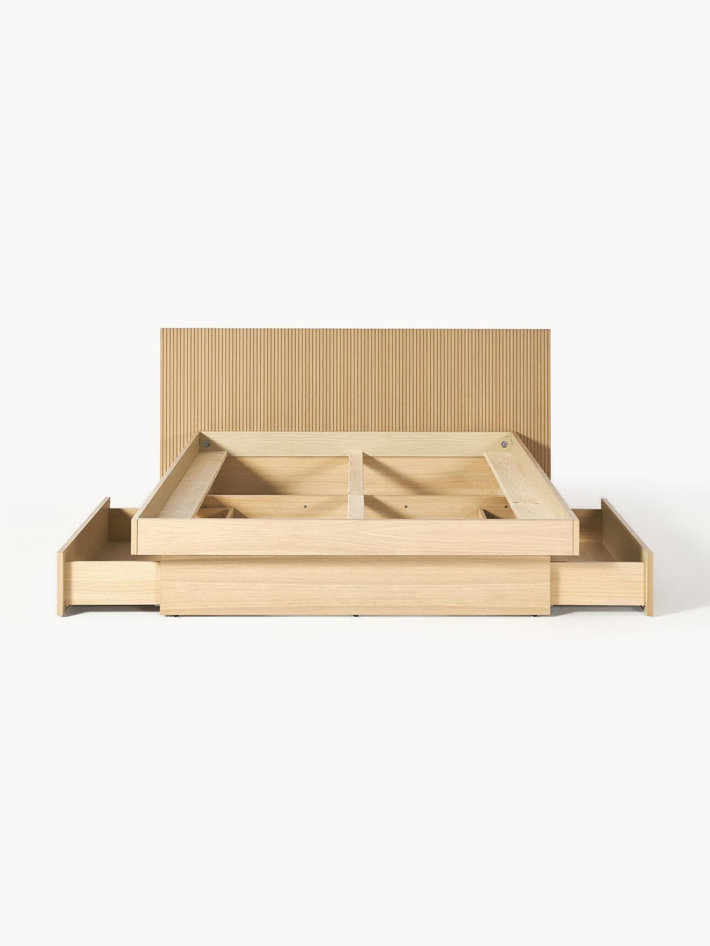 Sato Wooden Bed with Drawers and Headboard — Oatmeal