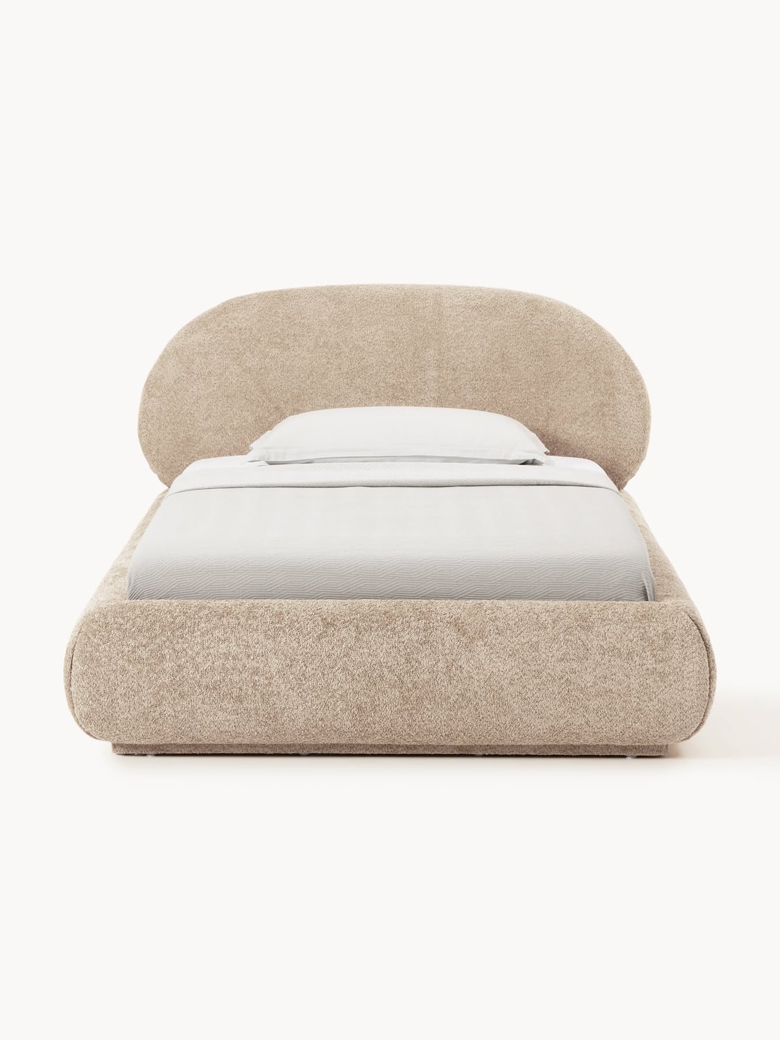 Alba Single Bed in Teddy Bouclé — Oatmeal