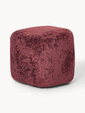 Wolke Tall Ottoman in Teddy Bouclé — Burgundy