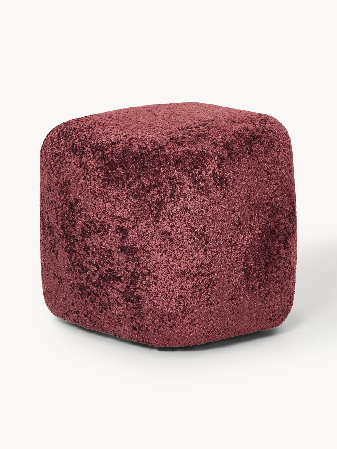Wolke Tall Ottoman in Teddy Bouclé — Burgundy