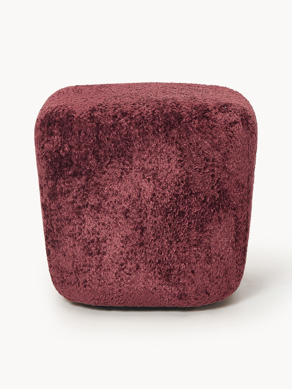 Wolke Tall Ottoman in Teddy Bouclé — Burgundy