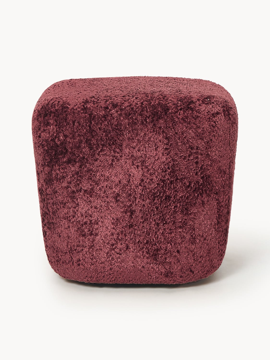 Wolke Tall Ottoman in Teddy Bouclé — Burgundy