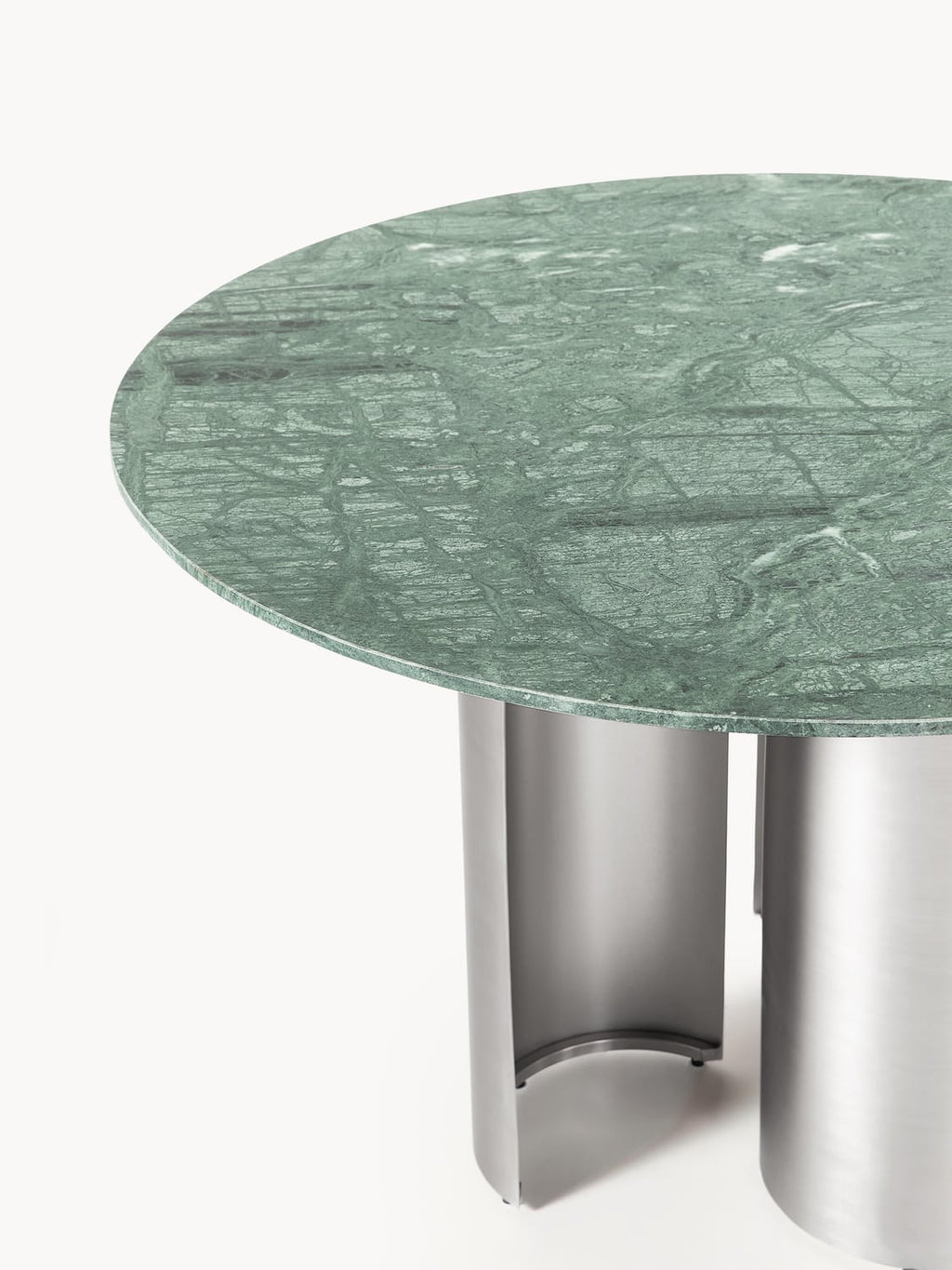 Noam Round Dining Table with Marble Table Top, Ø 120 cm — Sage