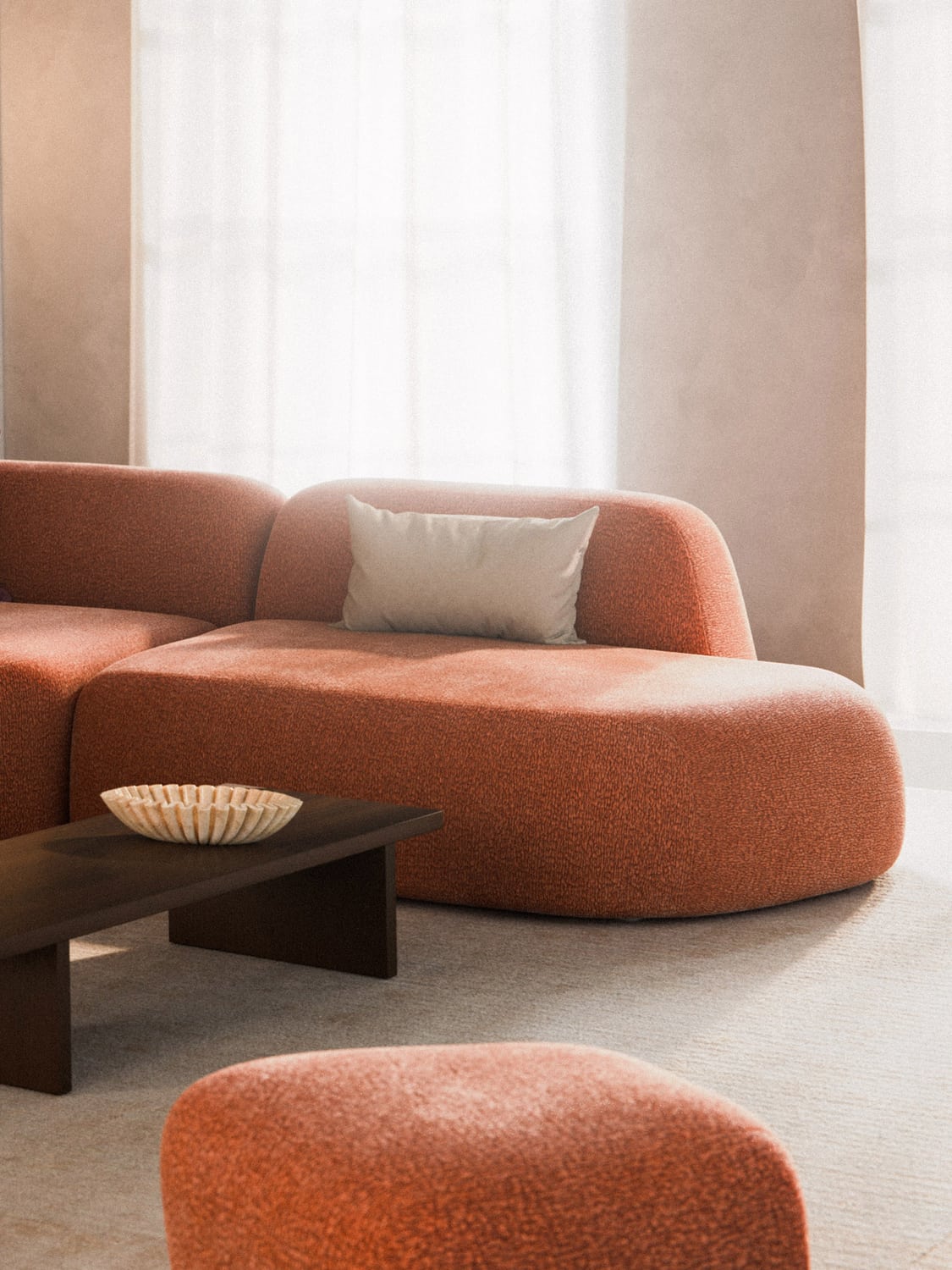 Wolke Chaise-Module — Terracotta