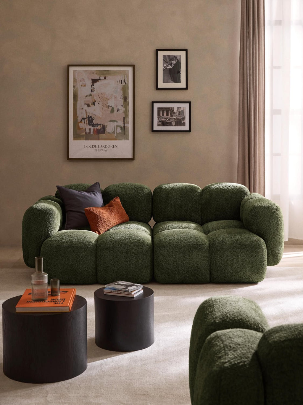 Tayla Modular Sofa (3-seater) in Teddy Bouclé — Olive
