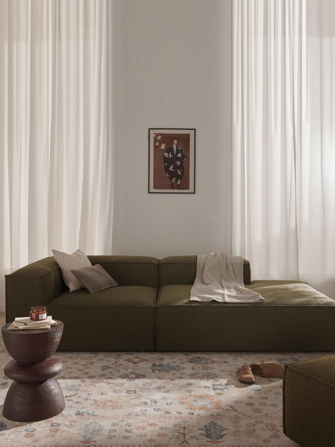 Lennon Modular Ottoman in Bouclé — Brown
