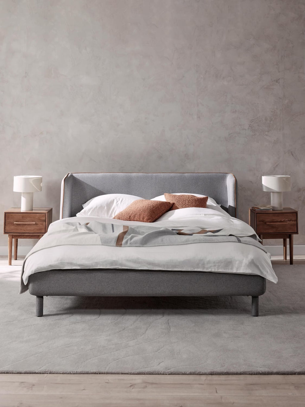 Luma Upholstered Bed with Headboard — Lilac