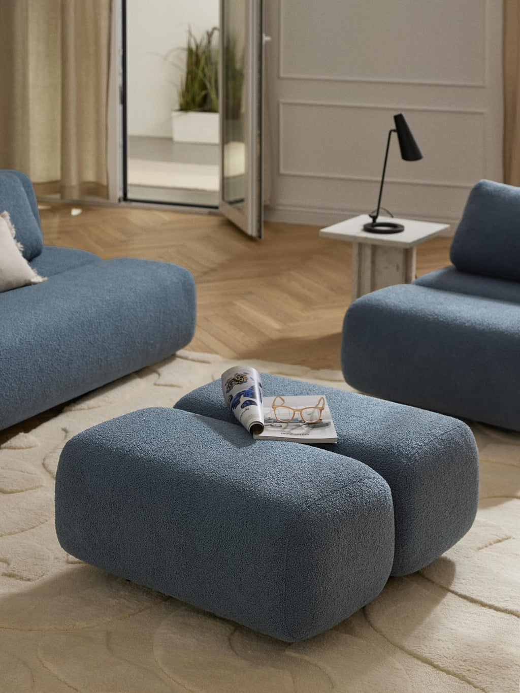 Caterpillar Teddy Upholstered Stool — Teal