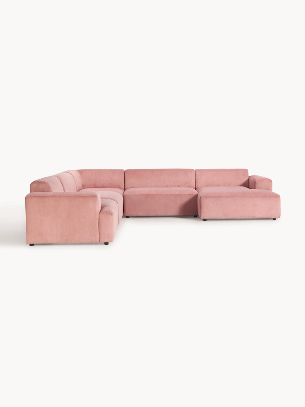 Melva XL Corduroy Corner Sofa — Pink