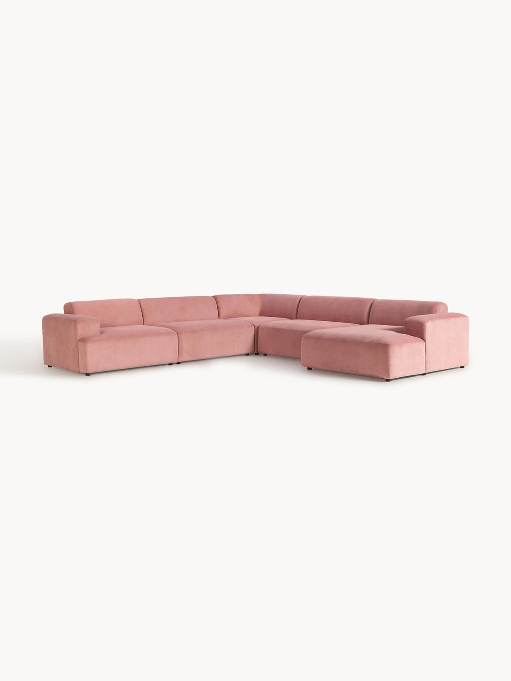 Melva XL Corduroy Corner Sofa — Pink