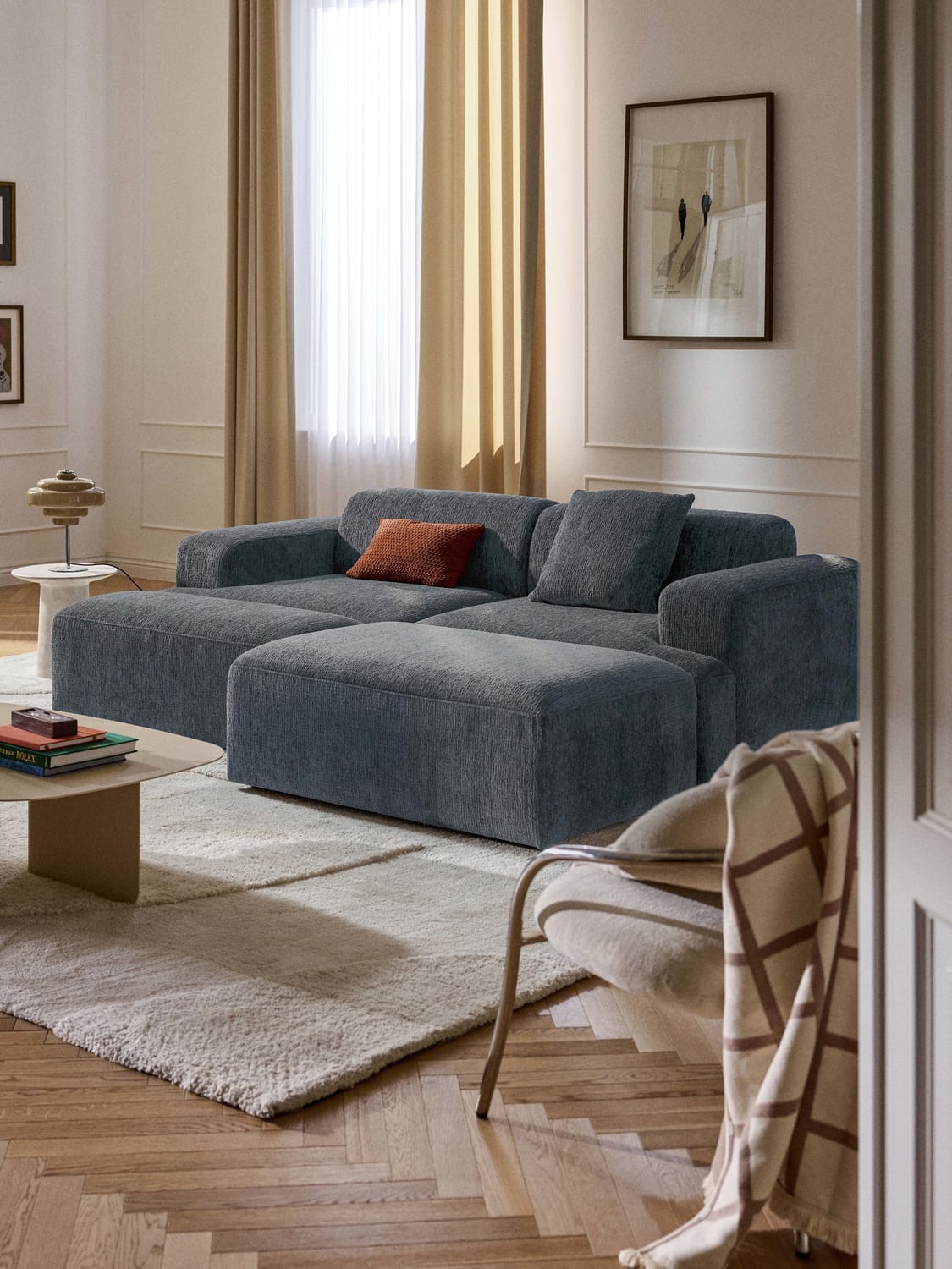 Melva XL Sofa Ottoman, B 116 x T 72 cm — Dark Grey