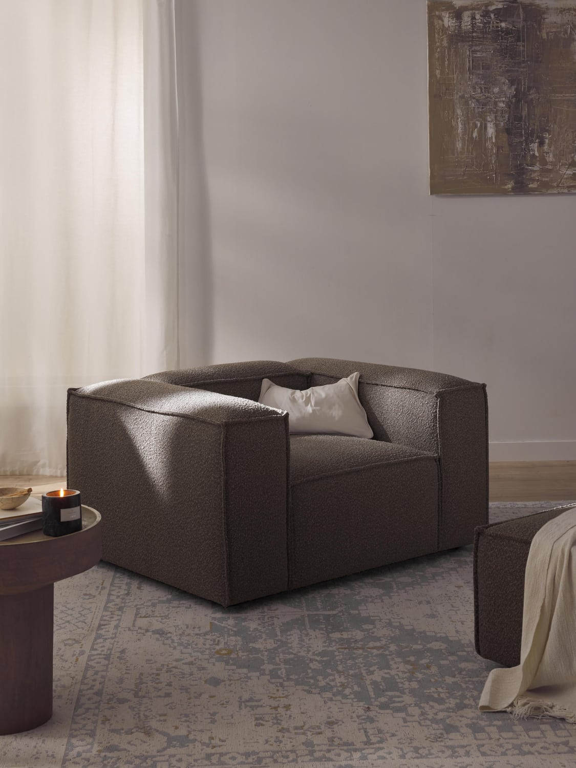 Lennon Armchair in Bouclé — Dark Grey