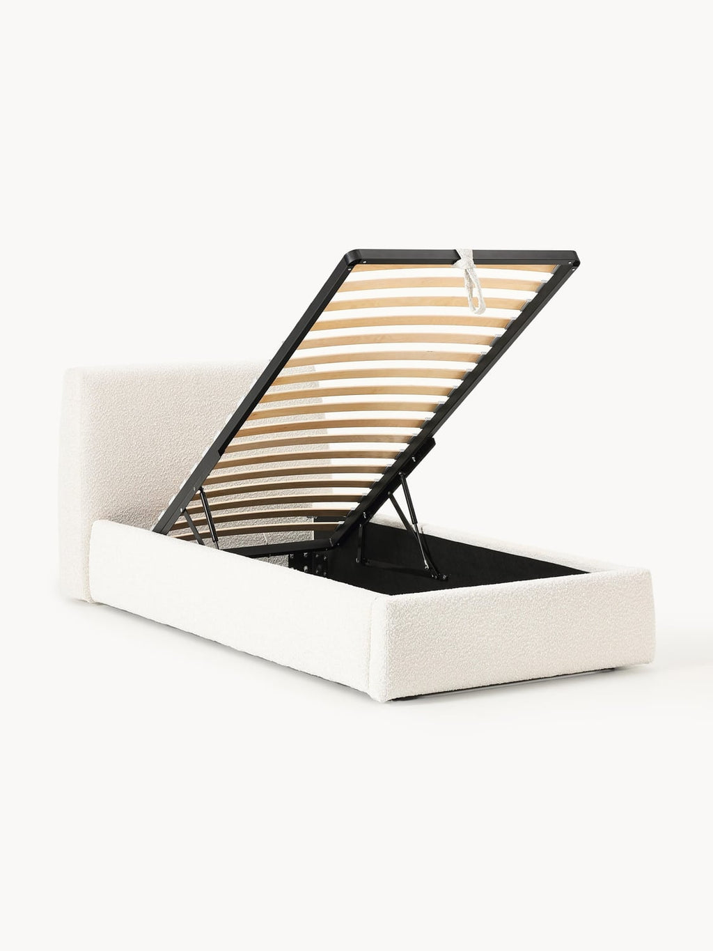 Cloud Bouclé-Single Bed with Storage — Off-White