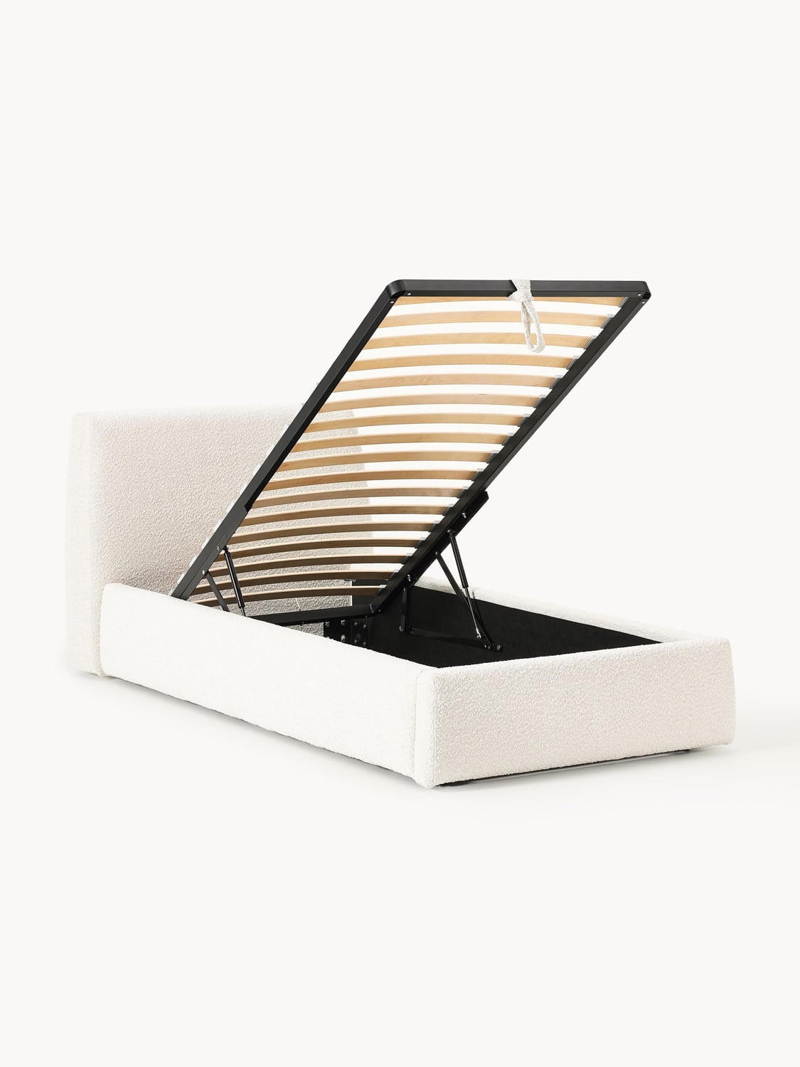 Cloud Bouclé-Single Bed with Storage — Off-White