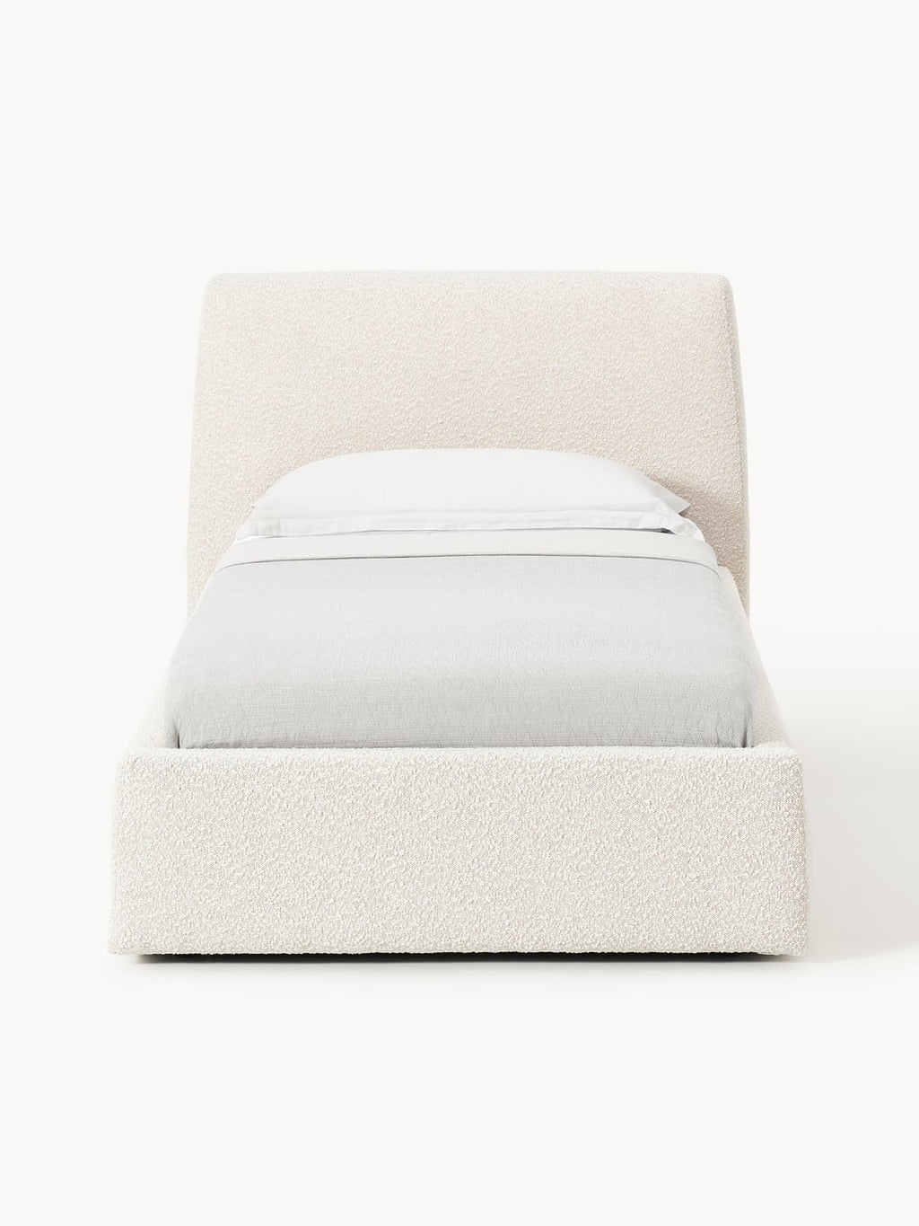 Cloud Bouclé-Single Bed with Storage — Off-White