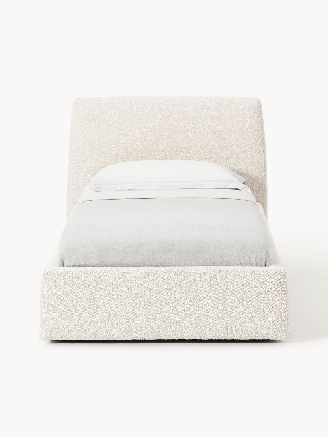 Cloud Bouclé-Single Bed with Storage — Off-White