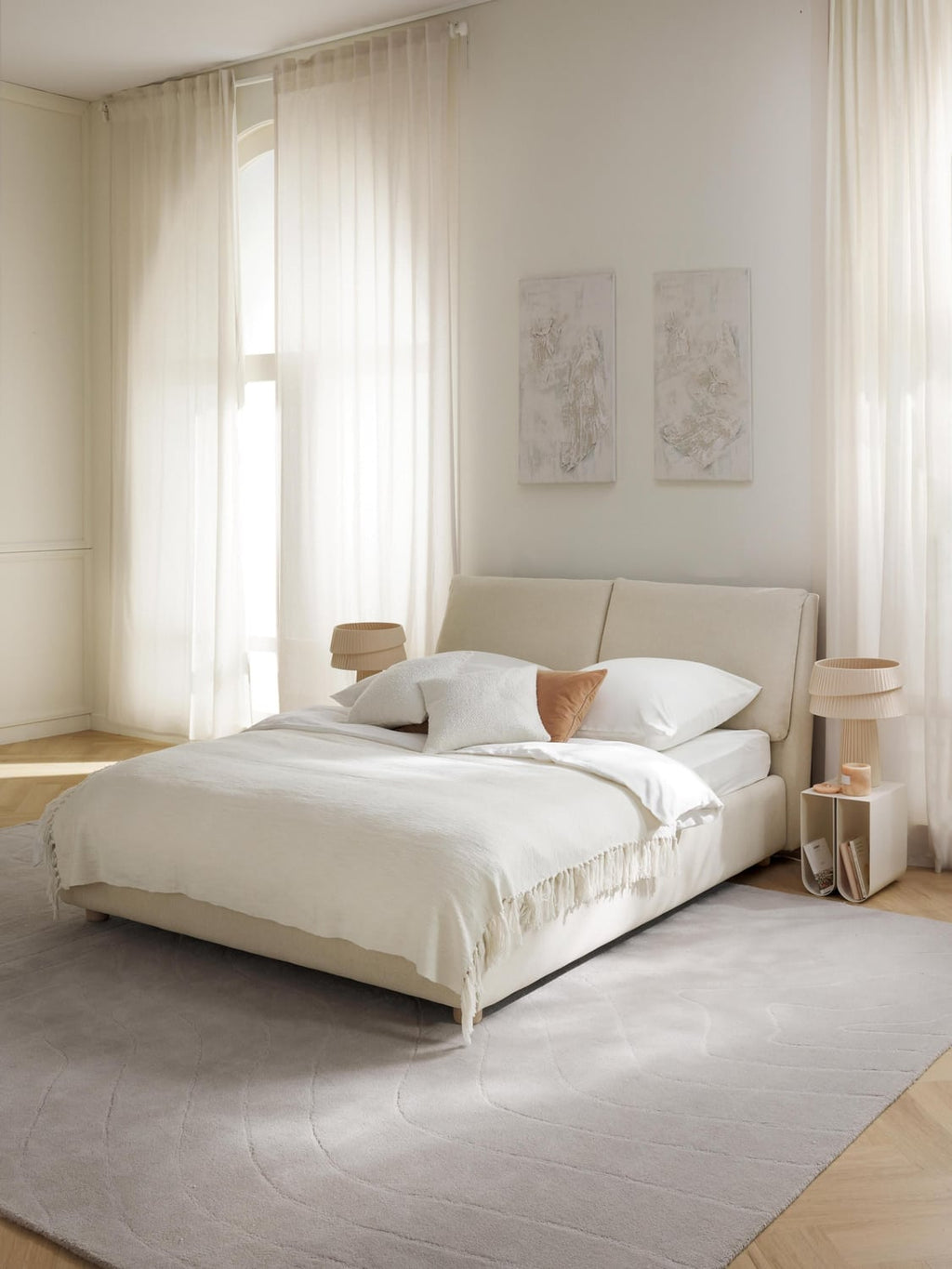 Laura Upholstered Bed — Light Grey