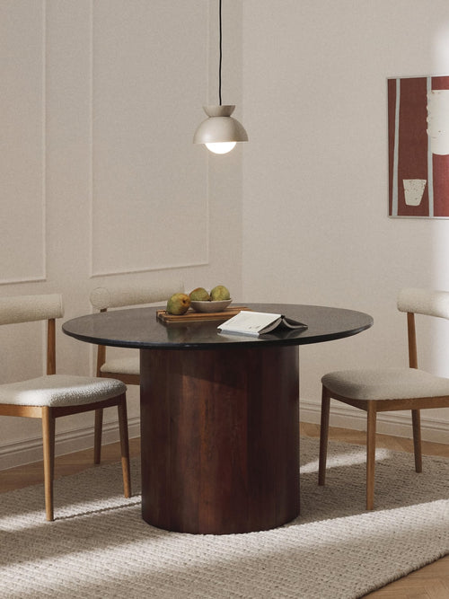 Abby Round Marble-Dining Table, Ø 120 cm — Chocolate